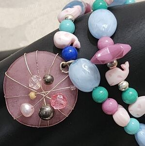 VINTAGE ’ '80s MULTICOLOR WRAP STRETCH BRACELET – MIXED MATERIALS, STATEMENT